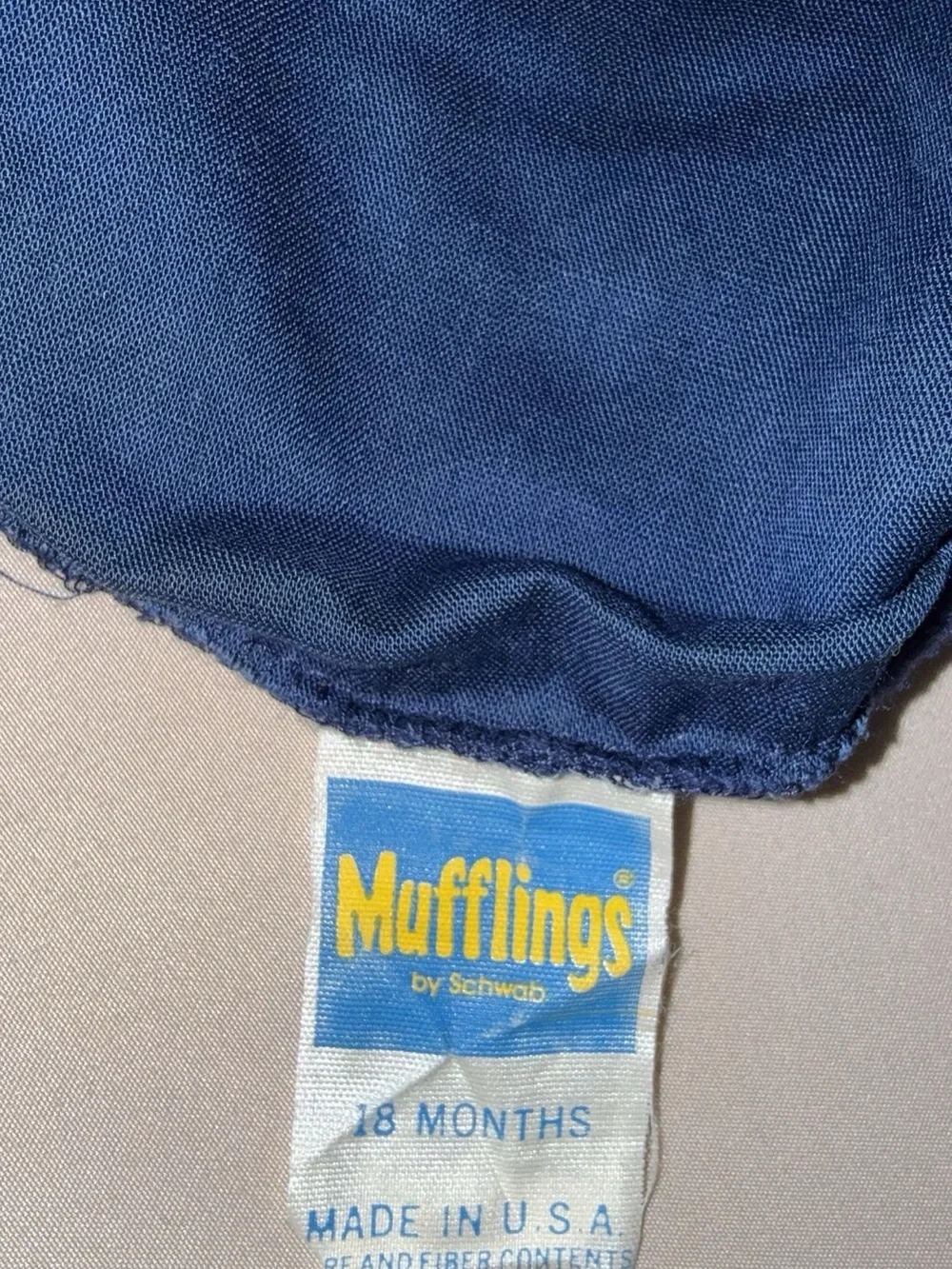 Vintage Mufflings by Schwab Blue Trapper Newsboy Earflap Hat Toddler Boy 18M